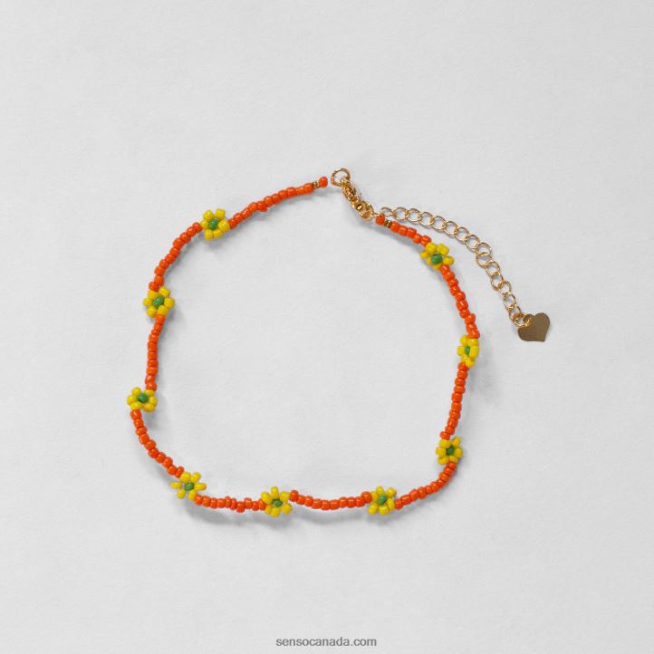 Senso Jewellery Orange + Yellow Daisy Chain Anklet OrangeDD2VP588